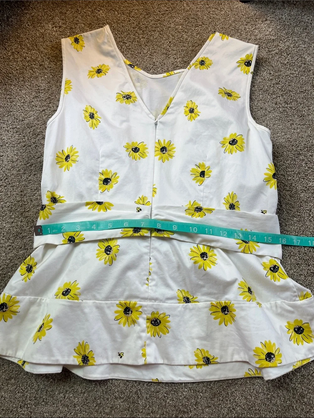 🌻🌻🌻Kate Spade Cotton Sateen Poplin Big Bow Sunflower Blouse sz8 EUC